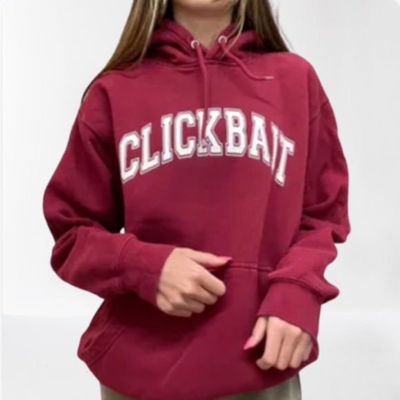 David Dobrik Official Merch Clickbait Hoodie, Red/Maroon Size S - Picture 1 of 9
